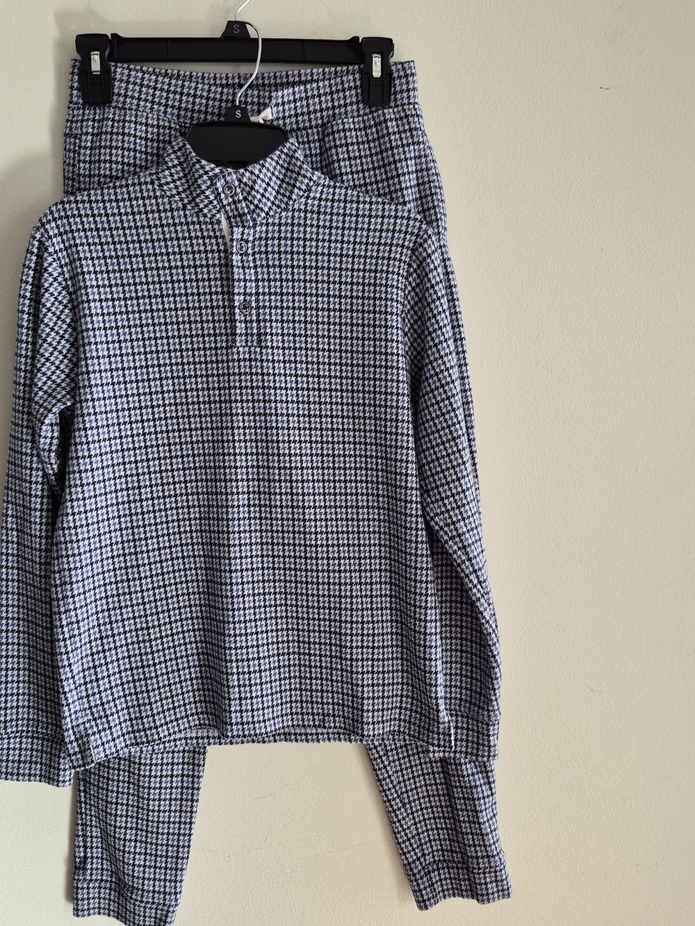 Janie and Jack Blue & White Houndstooth 1/4 Zip-Up Top & Pants Size 14